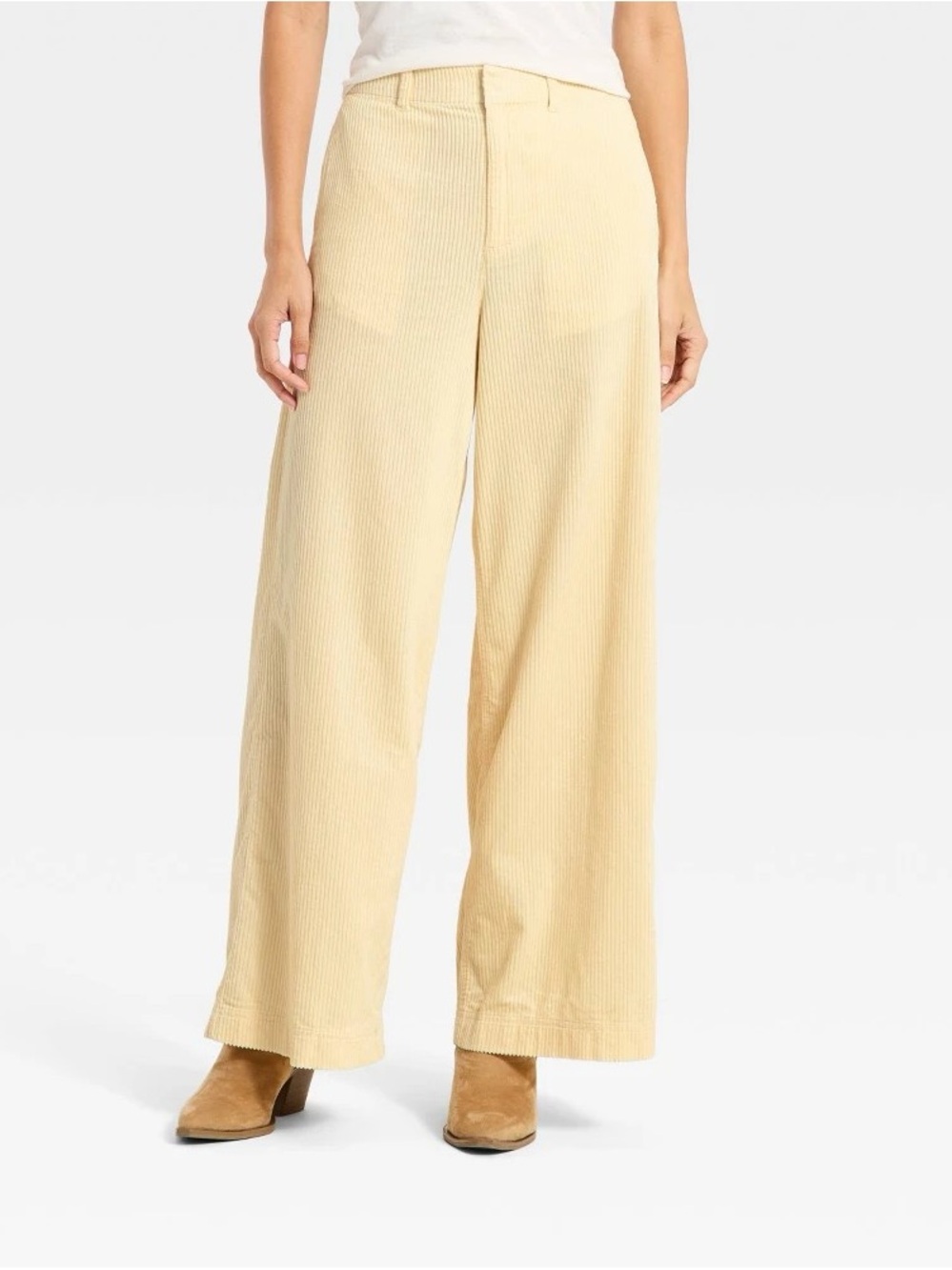 Universal Thread Light Yellow/ ivory Wide-Leg Corduroy Pants b211